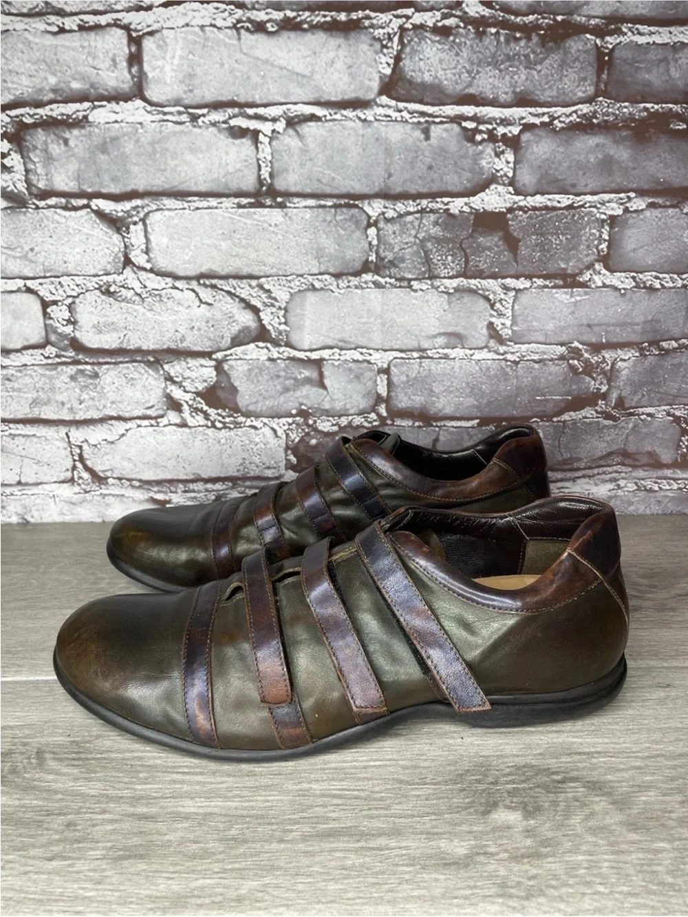 Bruno Verri Brown Leather Metallic Triple Strap Driving Loafer Shoes Men 42EU